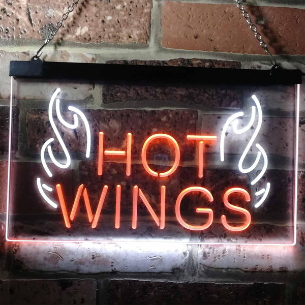 ADVPRO Hot Wings Fast Food Shop Open Display Dual Color LED Neon Sign st6-i3154 - White & Orange