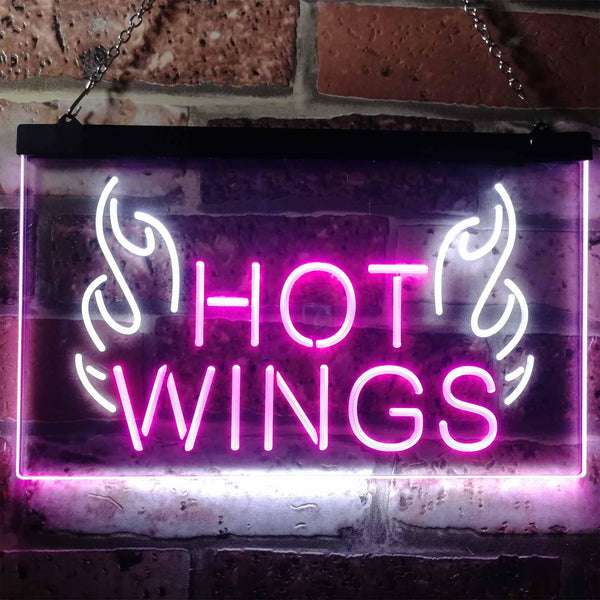 ADVPRO Hot Wings Fast Food Shop Open Display Dual Color LED Neon Sign st6-i3154 - White & Purple