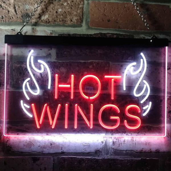 ADVPRO Hot Wings Fast Food Shop Open Display Dual Color LED Neon Sign st6-i3154 - White & Red