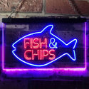 ADVPRO Fish & Chips Fast Food Open Display Dual Color LED Neon Sign st6-i3155 - Blue & Red