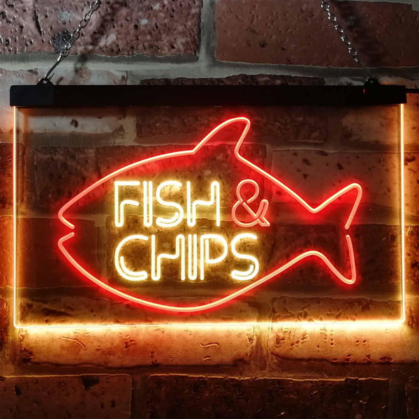 ADVPRO Fish & Chips Fast Food Open Display Dual Color LED Neon Sign st6-i3155 - Red & Yellow