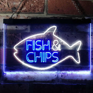 ADVPRO Fish & Chips Fast Food Open Display Dual Color LED Neon Sign st6-i3155 - White & Blue