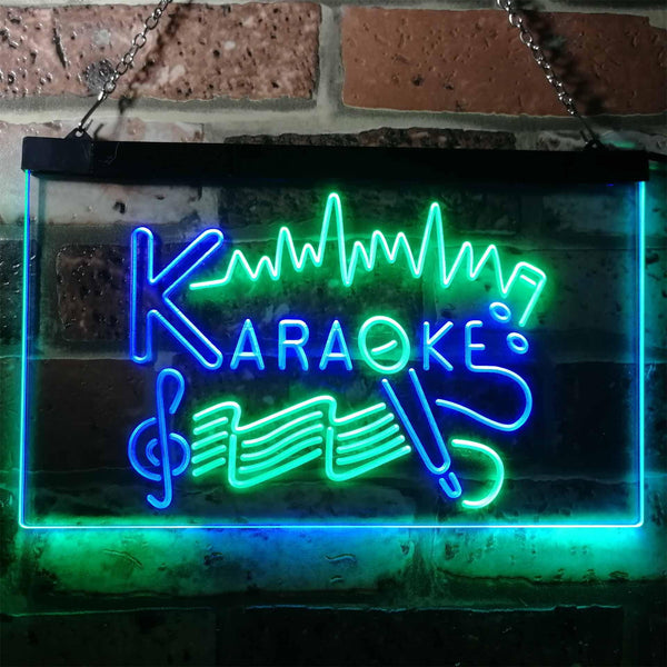 ADVPRO Karaoke Lounge Bar Club Home Music Dual Color LED Neon Sign st6-i3156 - Green & Blue