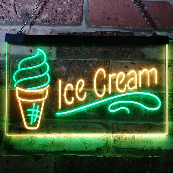 ADVPRO Ice Cream Shop Kid Room Decoration Display Dual Color LED Neon Sign st6-i3157 - Green & Yellow