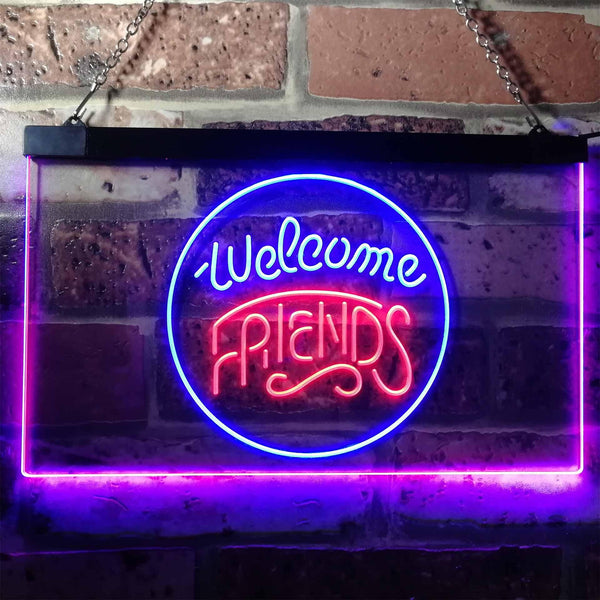 ADVPRO Welcome Friends Classic Display Home Bar Dual Color LED Neon Sign st6-i3158 - Blue & Red