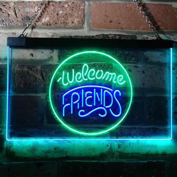 ADVPRO Welcome Friends Classic Display Home Bar Dual Color LED Neon Sign st6-i3158 - Green & Blue