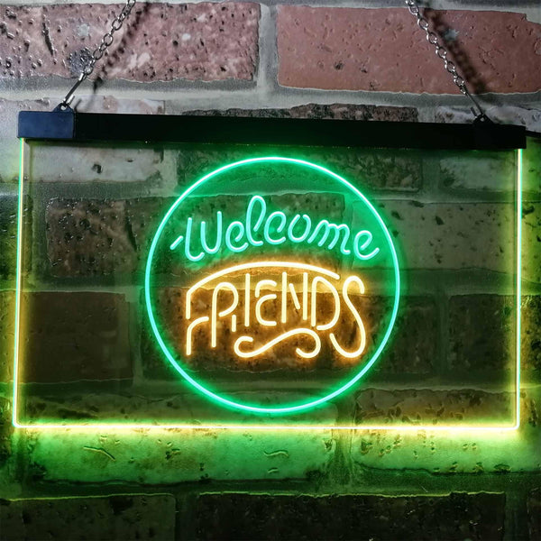 ADVPRO Welcome Friends Classic Display Home Bar Dual Color LED Neon Sign st6-i3158 - Green & Yellow