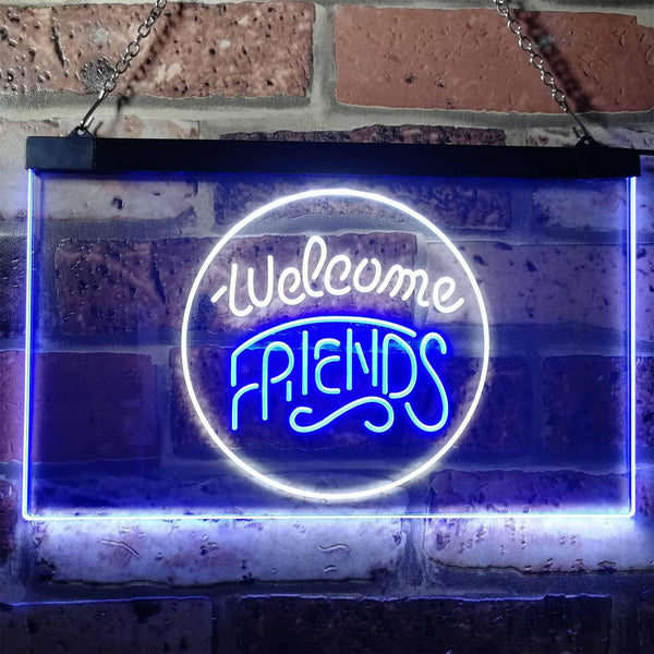 ADVPRO Welcome Friends Classic Display Home Bar Dual Color LED Neon Sign st6-i3158 - White & Blue