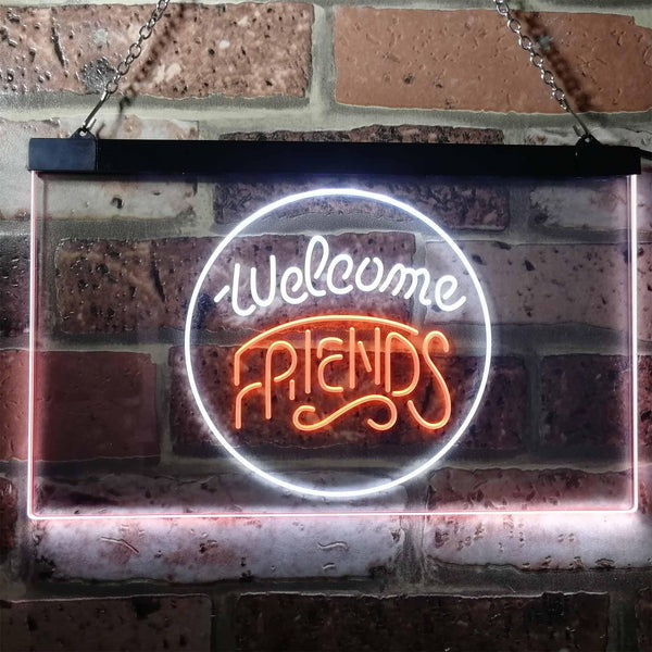 ADVPRO Welcome Friends Classic Display Home Bar Dual Color LED Neon Sign st6-i3158 - White & Orange