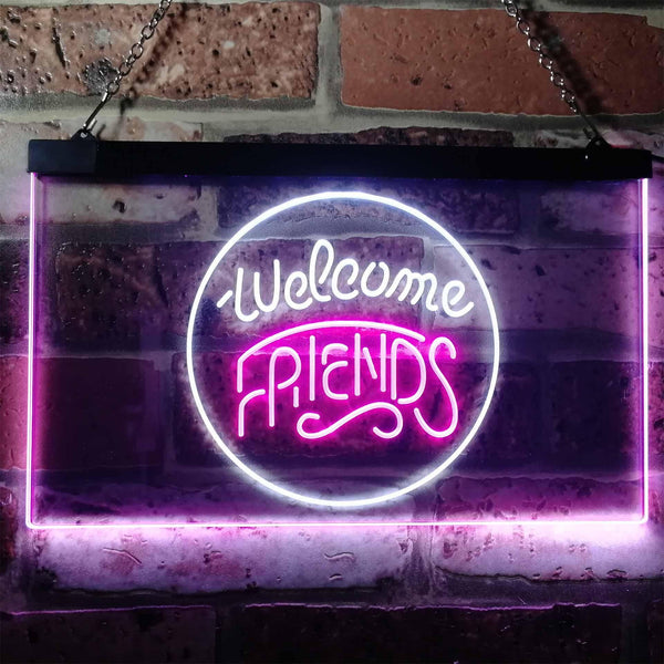 ADVPRO Welcome Friends Classic Display Home Bar Dual Color LED Neon Sign st6-i3158 - White & Purple