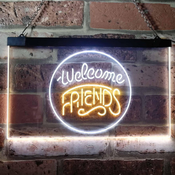 ADVPRO Welcome Friends Classic Display Home Bar Dual Color LED Neon Sign st6-i3158 - White & Yellow