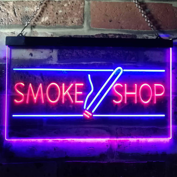 ADVPRO Smoke Shop Cigarettes Cigar Shop Open Dual Color LED Neon Sign st6-i3159 - Blue & Red