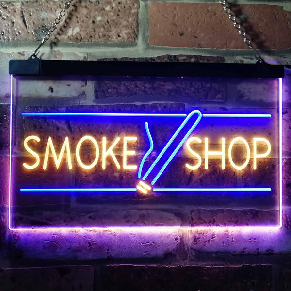 ADVPRO Smoke Shop Cigarettes Cigar Shop Open Dual Color LED Neon Sign st6-i3159 - Blue & Yellow