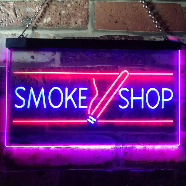 ADVPRO Smoke Shop Cigarettes Cigar Shop Open Dual Color LED Neon Sign st6-i3159 - Red & Blue