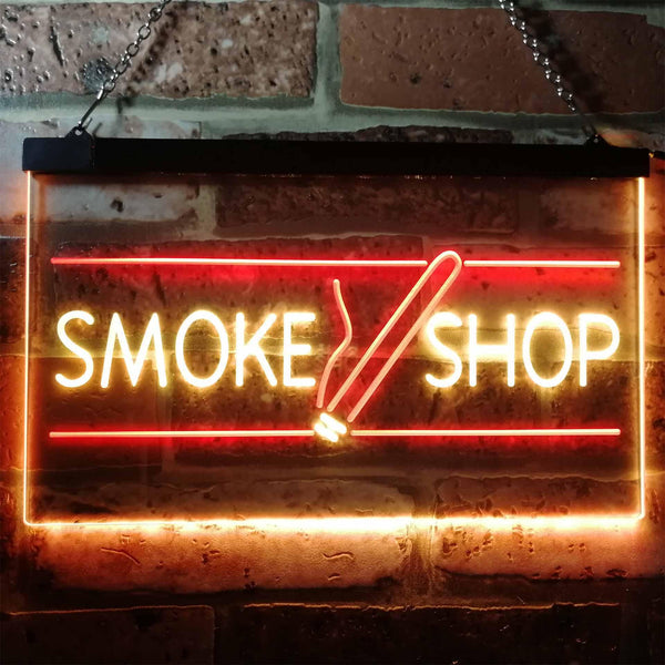 ADVPRO Smoke Shop Cigarettes Cigar Shop Open Dual Color LED Neon Sign st6-i3159 - Red & Yellow