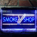 ADVPRO Smoke Shop Cigarettes Cigar Shop Open Dual Color LED Neon Sign st6-i3159 - White & Blue