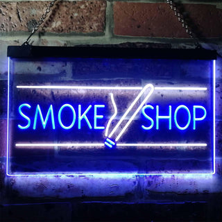 ADVPRO Smoke Shop Cigarettes Cigar Shop Open Dual Color LED Neon Sign st6-i3159 - White & Blue