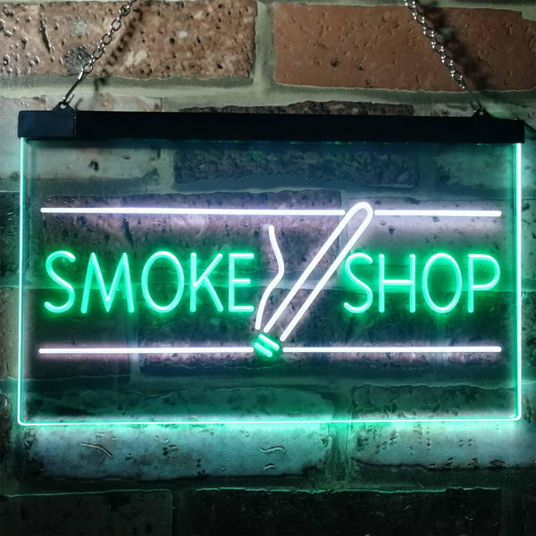 ADVPRO Smoke Shop Cigarettes Cigar Shop Open Dual Color LED Neon Sign st6-i3159 - White & Green