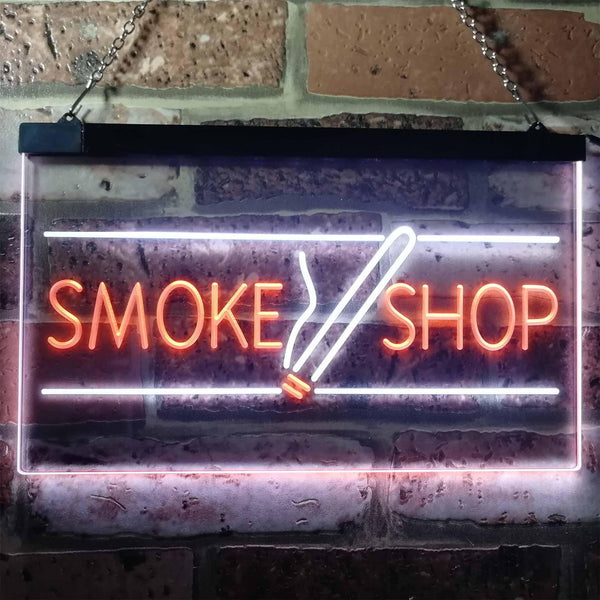 ADVPRO Smoke Shop Cigarettes Cigar Shop Open Dual Color LED Neon Sign st6-i3159 - White & Orange