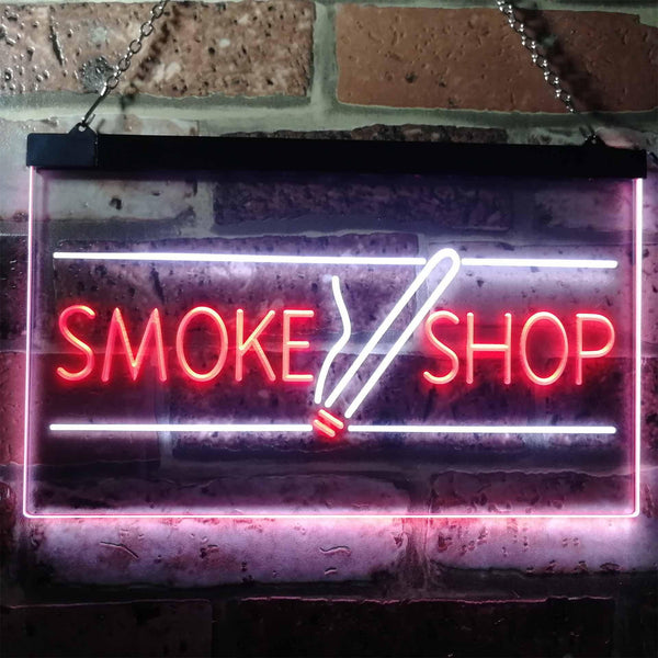 ADVPRO Smoke Shop Cigarettes Cigar Shop Open Dual Color LED Neon Sign st6-i3159 - White & Red