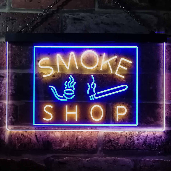 ADVPRO Smoke Shop Cigars Cigarette Vape Wall Decor Dual Color LED Neon Sign st6-i3160 - Blue & Yellow