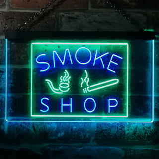 ADVPRO Smoke Shop Cigars Cigarette Vape Wall Decor Dual Color LED Neon Sign st6-i3160 - Green & Blue
