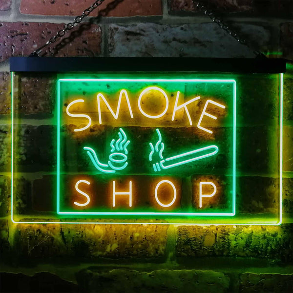 ADVPRO Smoke Shop Cigars Cigarette Vape Wall Decor Dual Color LED Neon Sign st6-i3160 - Green & Yellow