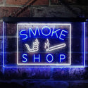 ADVPRO Smoke Shop Cigars Cigarette Vape Wall Decor Dual Color LED Neon Sign st6-i3160 - White & Blue