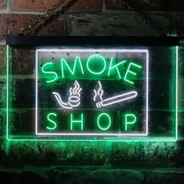 ADVPRO Smoke Shop Cigars Cigarette Vape Wall Decor Dual Color LED Neon Sign st6-i3160 - White & Green