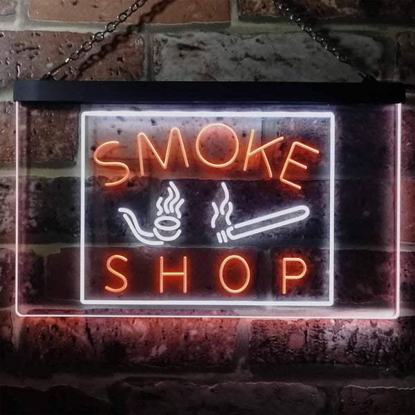 ADVPRO Smoke Shop Cigars Cigarette Vape Wall Decor Dual Color LED Neon Sign st6-i3160 - White & Orange