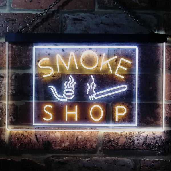 ADVPRO Smoke Shop Cigars Cigarette Vape Wall Decor Dual Color LED Neon Sign st6-i3160 - White & Yellow