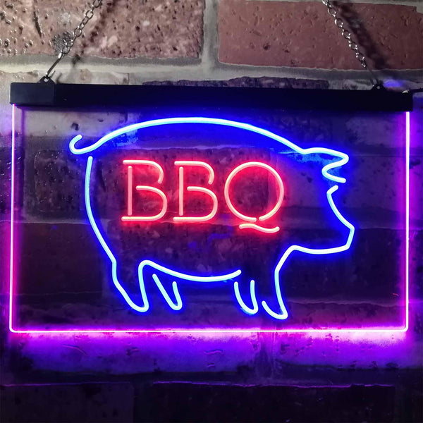 ADVPRO BBQ Pig Restaurant Open Display Dual Color LED Neon Sign st6-i3161 - Blue & Red