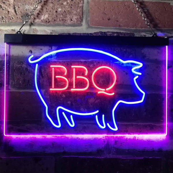 ADVPRO BBQ Pig Restaurant Open Display Dual Color LED Neon Sign st6-i3161 - Blue & Red