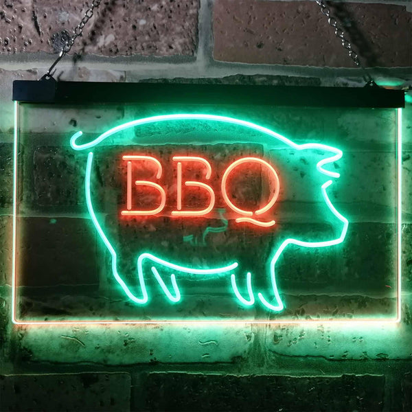 ADVPRO BBQ Pig Restaurant Open Display Dual Color LED Neon Sign st6-i3161 - Green & Red
