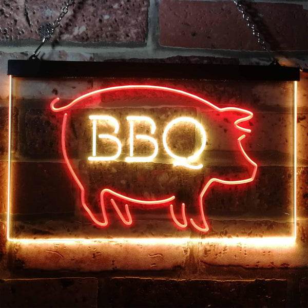 ADVPRO BBQ Pig Restaurant Open Display Dual Color LED Neon Sign st6-i3161 - Red & Yellow