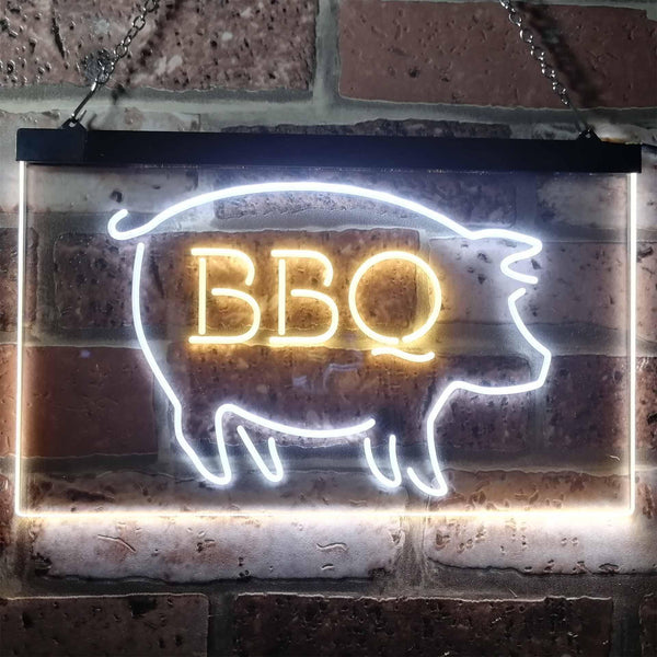 ADVPRO BBQ Pig Restaurant Open Display Dual Color LED Neon Sign st6-i3161 - White & Yellow