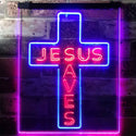 ADVPRO Jesus Saves Cross Wall Plaque Housewarming Gifts  Dual Color LED Neon Sign st6-i3162 - Red & Blue