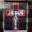 ADVPRO Jesus Saves Cross Wall Plaque Housewarming Gifts  Dual Color LED Neon Sign st6-i3162 - White & Orange