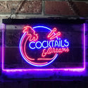 ADVPRO Cocktails & Dreams Bar Pub Club Dual Color LED Neon Sign st6-i3163 - Blue & Red