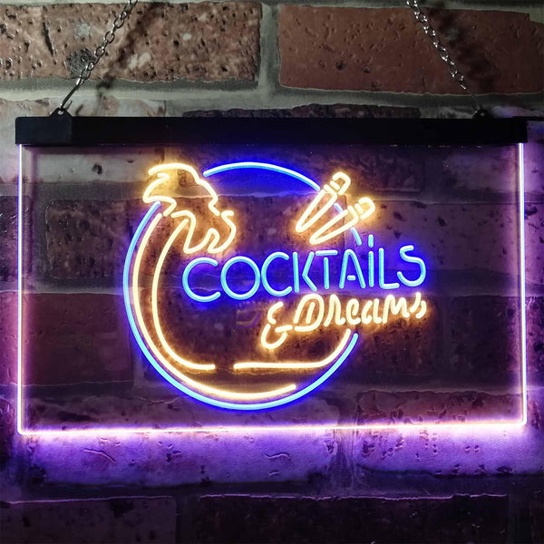 ADVPRO Cocktails & Dreams Bar Pub Club Dual Color LED Neon Sign st6-i3163 - Blue & Yellow
