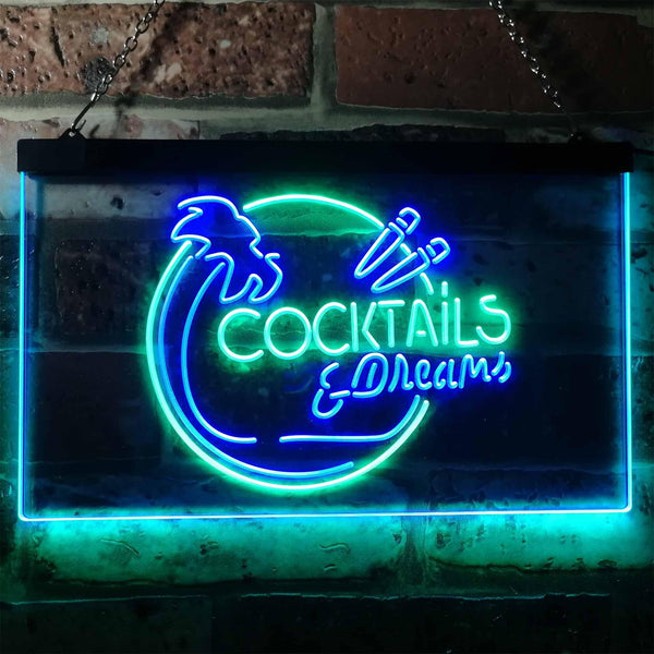 ADVPRO Cocktails & Dreams Bar Pub Club Dual Color LED Neon Sign st6-i3163 - Green & Blue
