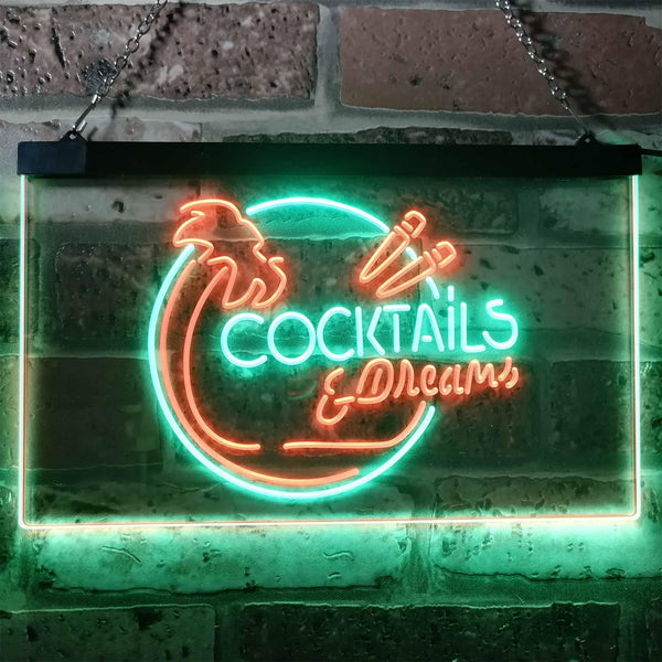 ADVPRO Cocktails & Dreams Bar Pub Club Dual Color LED Neon Sign st6-i3163 - Green & Red