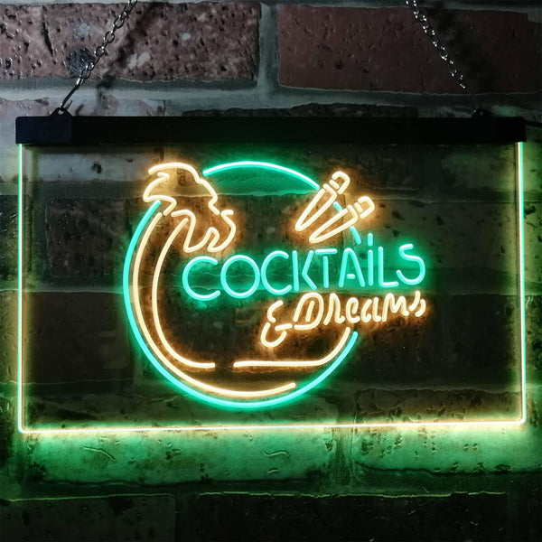 ADVPRO Cocktails & Dreams Bar Pub Club Dual Color LED Neon Sign st6-i3163 - Green & Yellow