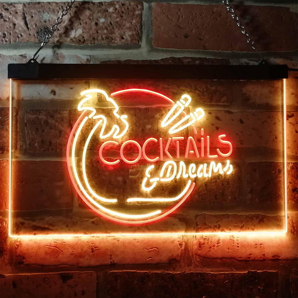 ADVPRO Cocktails & Dreams Bar Pub Club Dual Color LED Neon Sign st6-i3163 - Red & Yellow