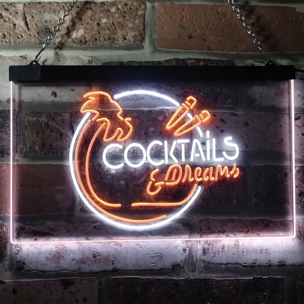 ADVPRO Cocktails & Dreams Bar Pub Club Dual Color LED Neon Sign st6-i3163 - White & Orange