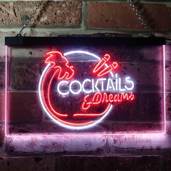 ADVPRO Cocktails & Dreams Bar Pub Club Dual Color LED Neon Sign st6-i3163 - White & Red