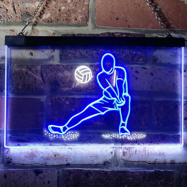 ADVPRO Volleyball Sport Room Display Home Bar Dual Color LED Neon Sign st6-i3167 - White & Blue