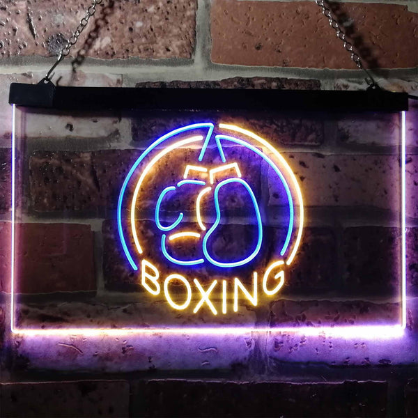 ADVPRO Born to Fight Boxing Sport Dual Color LED Neon Sign st6-i3170 - Blue & Yellow