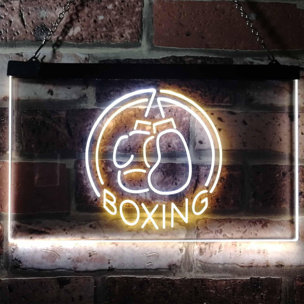 ADVPRO Born to Fight Boxing Sport Dual Color LED Neon Sign st6-i3170 - White & Yellow