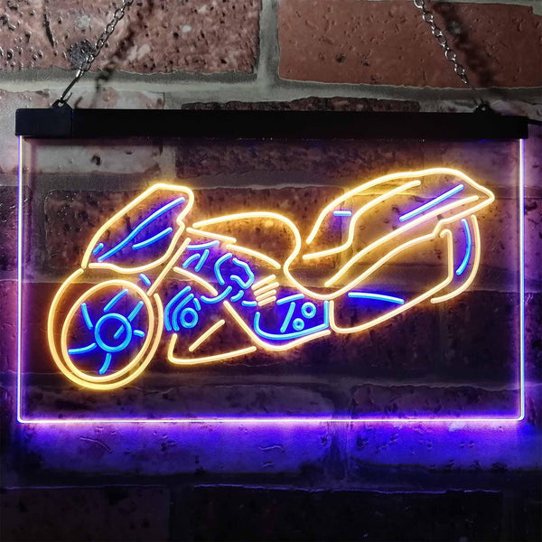 ADVPRO Motorcycle Shop Repair Lover Bar Dual Color LED Neon Sign st6-i3172 - Blue & Yellow